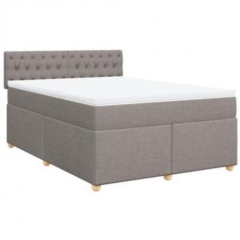 Estructura de cama box spring con colchón en tela gris taupe 140x190 cm