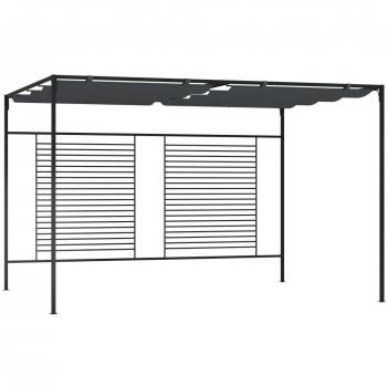 Cenador con techo retráctil antracita 4x3x2.3 m 180 g/m²