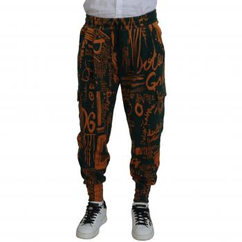 Dolce & Gabbana Multicolor Logo Print Silk Cargo Jogger Pants - IT48 | M