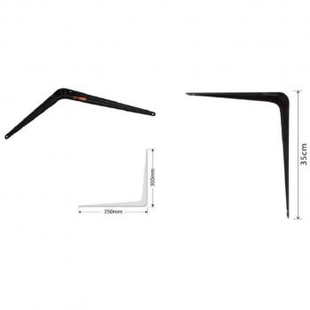 Set 2 Piezas Soporte de Estante Triangular Metal Negro 35 cm