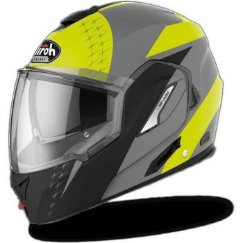 Airoh Casco Modular REV 19 Amarillo - Casco modular, color amarillo, diseño aerodinámico, visera ajustable, sistema de ventilación avanzado, interior desmontable y lavable, homologación ECE 22