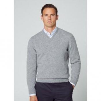 Jersey de hombre Hackett Lambswool V Neck gris