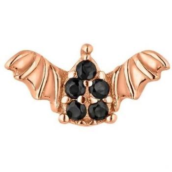 Piercing Earcandy Murciélago de Plata con Baño de Oro Rosa y Detalles en Forma de Murciélago