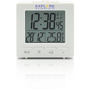 Reloj Despertador Digital Blanco RDC1005 - Radiocontrolado, Doble Alarma, Temperatura y Calendario