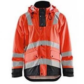 Chaqueta de lluvia impermeable de alta visibilidad Nivel 2 Blaklader - Rojo fluorescente/Negro, Talla L