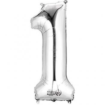 Anagram- Globo de helio gigante, número 1, Color plata