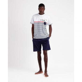 Pijama corto de hombre de punto color azul marino Sail With Me