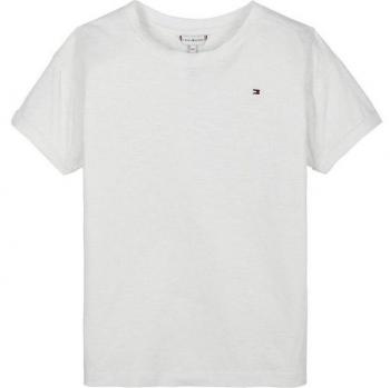 Camiseta de niña lisa en blanco con logo de lentejuelas Tommy Hilfiger