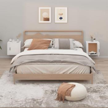 Mesitas de noche de pared 2 unidades 50x30x47 cm en Blanco, Negro y Gris Sonoma - Mesita para habitación, dormitorio, salón y estudio, mesa auxiliar