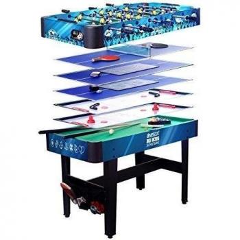 Devessport - Multijuego 7 en 1 - Futbolín, Billar, Push Hockey, Ice Hockey, Ping-pong, Dados, Black Jack, Incluye nivelador, Mango de plástico, Dispone de marcadores - Medidas: 120 x 61 x 82 Cm