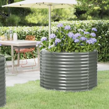 vidaXL Garden Raised Bed Powder-Coated Steel 100x100x68 cm Grey