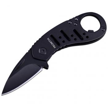 Promithi Cuchillo de bolsillo plegable con abrebotellas llavero clip de la correa, 1,7 pulgadas de la lámina