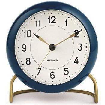 Arne Jacobsen AJ Station Alarm Clock - Petrol/White, 11 cm