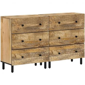 Aparador 2 piezas madera maciza de mango 60x33x75 cm Mueble de Almacenaje de Salón, Armarios con Puertas, Cajón de Madera, Buffet para salón Moderno, Armario Auxiliar