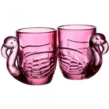 Puckator Lot de 2 Verres à Shot Flamingo Pinks-Flamant Rose