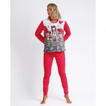 Pijama Finding My Way rojo Santoro - Conjunto de pijama para mujer con estampado y pantalón ajustado