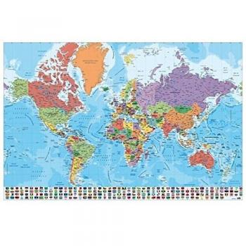 Poster Mapa Mundo Es Fisico Politico