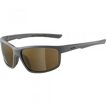 Alpina Defey UV Protection Sports Sunglasses - Moon-Grey Matte with Bronze Mirror Lens (Category 3)