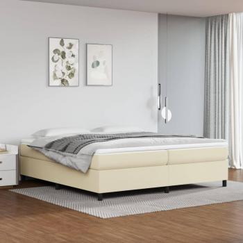 Estructura de cama box spring en cuero sintético crema 300x200 cm