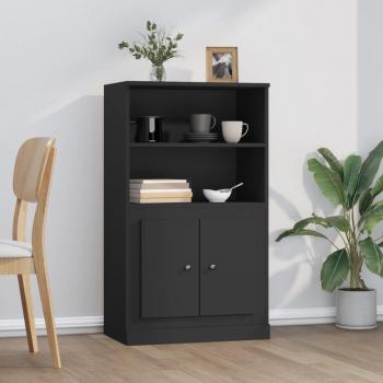 Aparador de madera contrachapada negro 60x35,5x103,5 cm Mueble de Almacenaje de Salón Buffet para salón Armario Auxiliar Armario de Almacenamiento