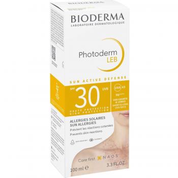 Bioderma Photoderm LEB SPF 30 100ml - Sunscreen for sensitive skin, provides high protection against UV rays, water-resistant, hypoallergenic, non-comedogenic, suitable for sun allergies