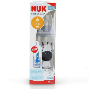 Biberón Nuk First Choice Plus PP Silicona Safari 0-6 Meses 150ml Talla M Control de Temperatura 1 Unidad