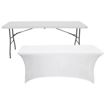Mesa Plegable 240cm Blanca con Funda para Catering 7house