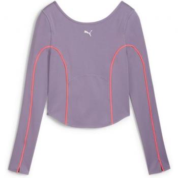 Camiseta de fitness Puma Cloudspun LS mujer, tejido suave y ligero, tecnología de absorción de humedad, corte ajustado, diseño de manga larga, logotipo distintivo de Puma