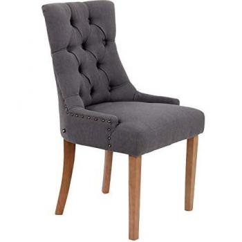 Silla de Comedor Aberdeen en Tela Gris Oscuro y Antiguo Claro con Base de Madera