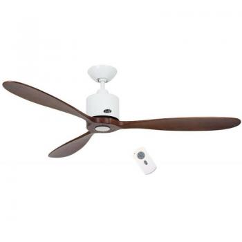 Ventilador de techo DC, moderno 132 cm blanco, aspas de nogal, mando