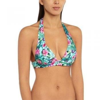Banana Moon Greenway Maho - Parte superior del bikini con estampado floral para mujer, talla 40, color verde