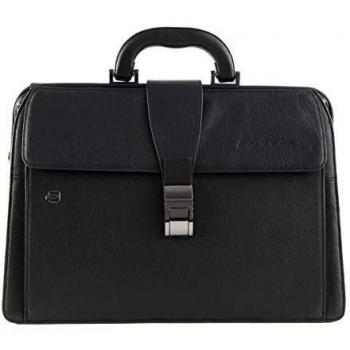 Piquadro Black Square Leather Doctor Bag with 13 Laptop Support - Outlet Price