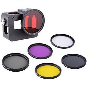 XCSOURCE 10in1 Caja de aluminio de protección de vivienda + UV CPL ND4 rojo amarillo púrpura Filtros + limpieza de paño + correa de muñeca + Cap para Gopro Hero 5 DC735