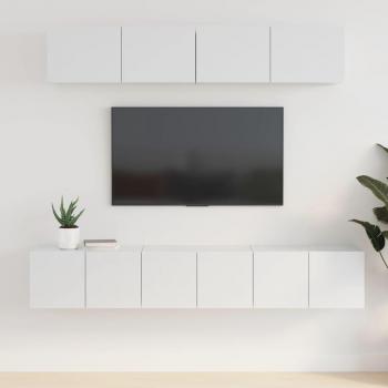 Set de muebles para TV 5 piezas madera contrachapada blanco brillo 80 x 30 x 30 cm