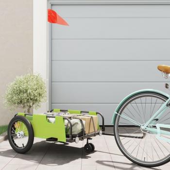 Remolque para bicicletas de hierro y tela Oxford verde