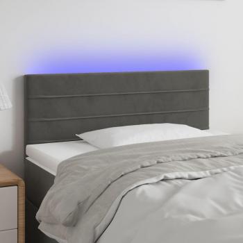 Cabecero LED de terciopelo gris oscuro 80x5x78/88 cm