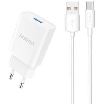 Cargador de Pared Dudao A4EU USB-A 2.1A Blanco + Cable USB-A a USB-C 1m
