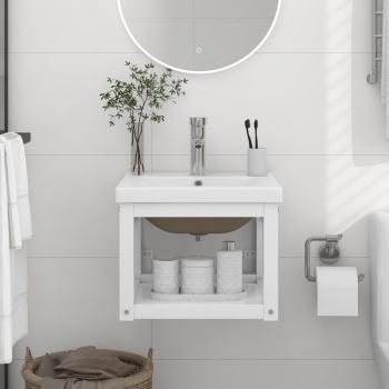 Mueble de baño con lavabo integrado de hierro blanco