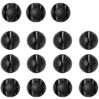 URAQT Clips de Cable, 15 Piezas Organizador de Cable Duraderos, con Autoadhesivo Fuerte para TV PC Laptop Cargador o Ratón Hogar Oficina