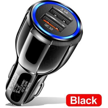 Cargador de coche rápido 3.1A con pantalla LED para iPhone, Xiaomi, Samsung y Huawei