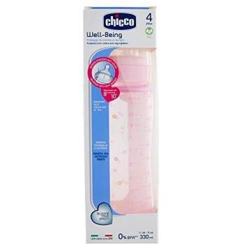 Chicco Silicone Baby Bottle, Fast Flow, Assorted Models 330 mL pink