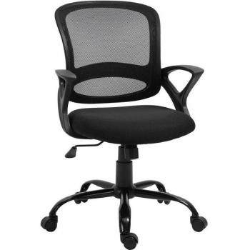Vinsetto Silla de Oficina Ergonómica Basculante Altura Ajustable Asiento Giratorio 360° Soporte Lumbar Malla Transpirable 61x61x89-99 cm Negro