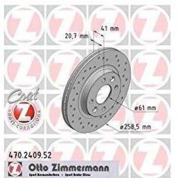Disco de freno ZIMMERMANN SPORT COAT Z 470.2409.52, ventilado y perforado para RENAULT CLIO 2