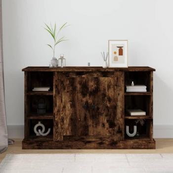 Aparador de madera contrachapada 100x35,5x60 cm color roble ahumado mueble de almacenaje de salón buffet armario auxiliar armario de almacenamiento vidaXL