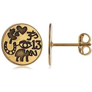 Córdoba Jewels | Pendientes en plata de ley 925 con bañada en oro con diseño Chapa Suerte Gold