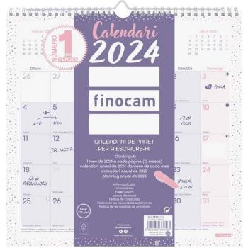 Calendario de Pared Finocam Chic 2024 para Escribir, 30x30cm, Color Morado, Versión en Catalán, Enero-Diciembre (12 Meses)
