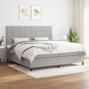 Cama box spring con colchón de muelles gris claro 200x200 cm Tela Vidaxl