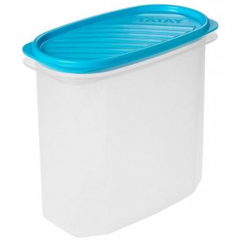 Tatay Fiambrera de Alimentos, Hermética, 2L de Capacidad, Tapa Flexible a Presión, Libre de BPA, Apto Microondas y Lavavajillas, Color Azul, Medidas: 18.4 x 9.7 x 17.8 cm