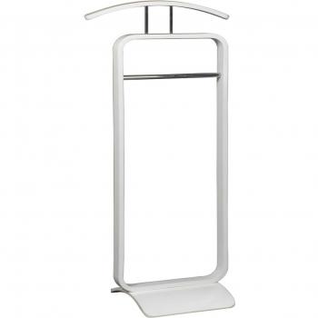 Galán de Noche, Colgador de Ropa y Complementos para Dormitorio, Modelo Olivari, Acabado en Madera Color Blanco, Medidas: 47 cm