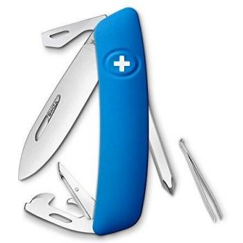 Swiza D04 Standard Blue Folding Pocket Knife with Stainless Steel Blade and Synthetic Handle
